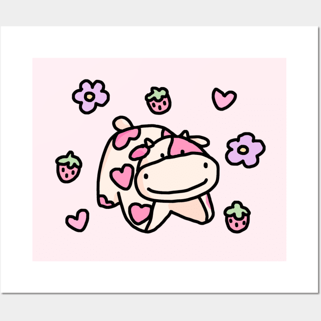 Strawberry Cow Wall Art by maiadrawss